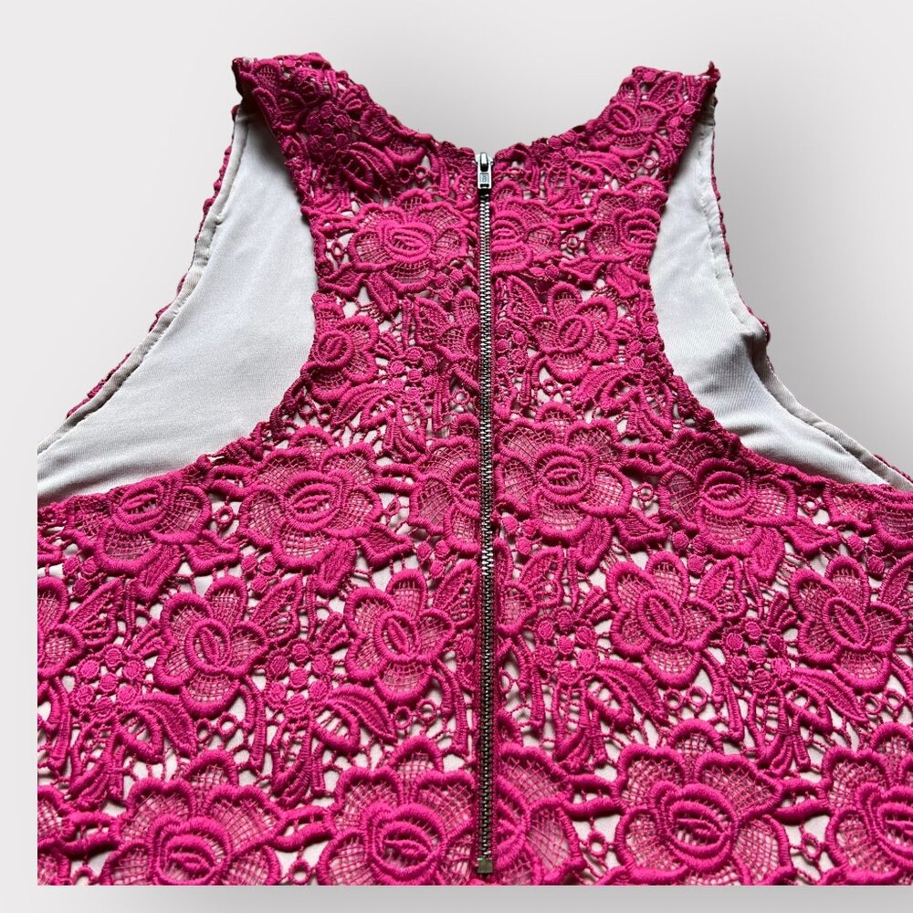 Lovers + Friends Size M Pink Radiant Sleeveless Lace Overlay Shift Mini Dress - Picture 3 of 10